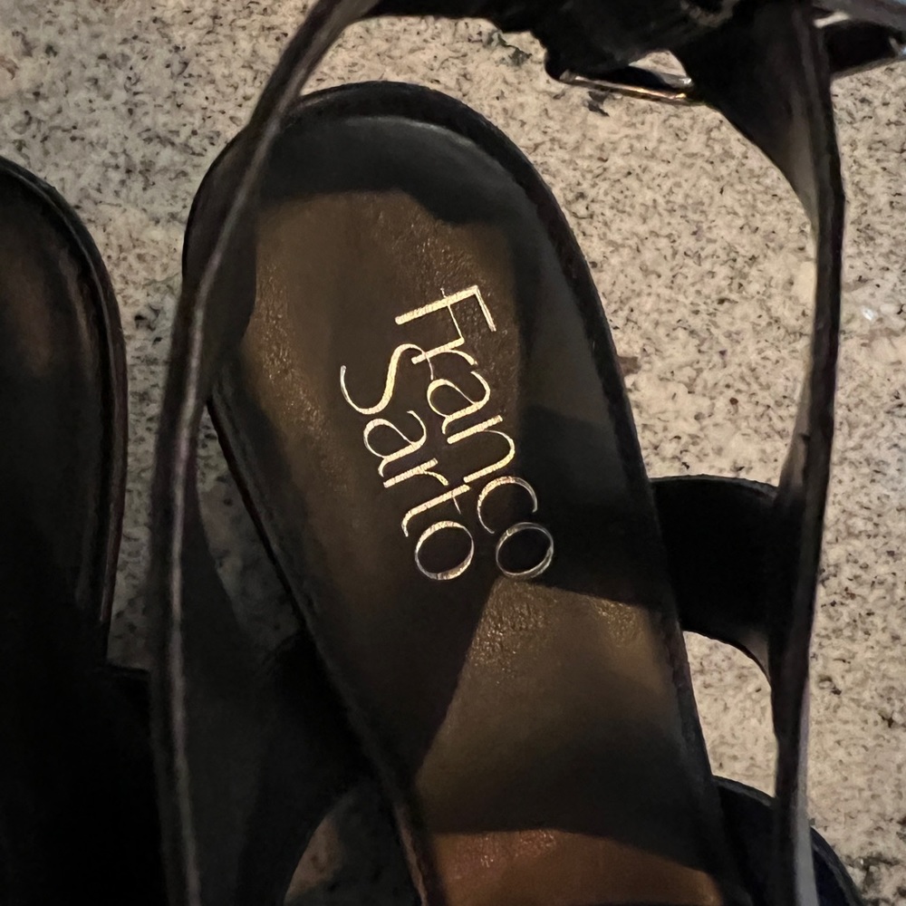 Franco Sarto Black Mini Wedge Danelle Sandal, size 9 - Picture 6 of 8
